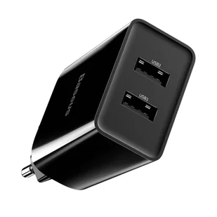 Baseus szybka ładowarka sieciowa 2x USB 10,5 W 2,1 A + kabel USB - Lightning 2,4 A 1 m czarny (TZCCFS-R01) - Ładowarki do telefonów - miniaturka - grafika 3