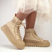 Trampki damskie - BIG STAR OO274A356 trampki damskie ocieplane beżowe - miniaturka - grafika 1