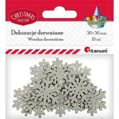 Decoupage - Titanum Drewniane płatki śniegu srebrne 8 szt. - miniaturka - grafika 1