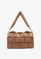 Torebki damskie - Beżowa Torebka na Ramię Ozdobiona Pikowaniem z Efektem 3D Narriva - miniaturka - grafika 1