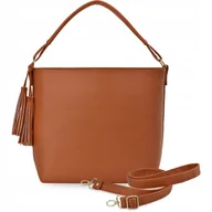 Torby i wózki na zakupy - DUŻA Damska Torebka SHOPPER Worek Pojemna Skóra A4 Torba Na Ramię Frędzle - miniaturka - grafika 1