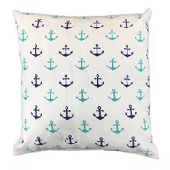Pościel - Poszewka 40x40 1056E biała w kotwice niebieskie granatowe obustronn - miniaturka - grafika 1