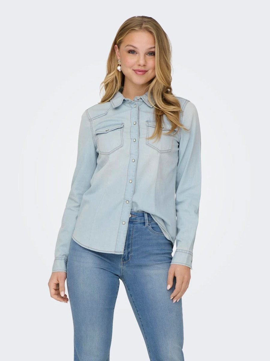 camicie donna only 15315185 alexa light blue denim
