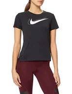 Koszulki sportowe męskie - Nike Damska koszulka W Nk Df Swsh Run Top Ss, Czarny/odblaskowy srebrny, XL DD4898 - miniaturka - grafika 1