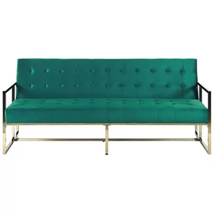 Beliani Sofa rozkładana welurowa zielona MARSTAL - Sofy i kanapy - miniaturka - grafika 1