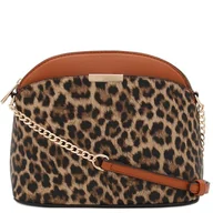 Torebki damskie - Nadruk panterki, mała kopuła, crossbody z łańcuszkiem, Klasyczna opalenizna/opalenizna - miniaturka - grafika 1