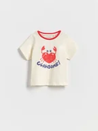 Bluzki dla niemowląt - Reserved - T-shirt z wypukłym nadrukiem - złamana biel - miniaturka - grafika 1