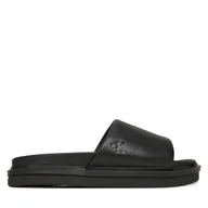 Klapki i japonki męskie - Klapki Calvin Klein Jeans Flat Molded Slide Sandal Lth YM0YM01225 Czarny - miniaturka - grafika 1