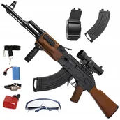 Zabawki militarne - Pistolet Na Kulki Żelowe Automat Dwa Magazynki Czarno Brązowy Karabin - miniaturka - grafika 1