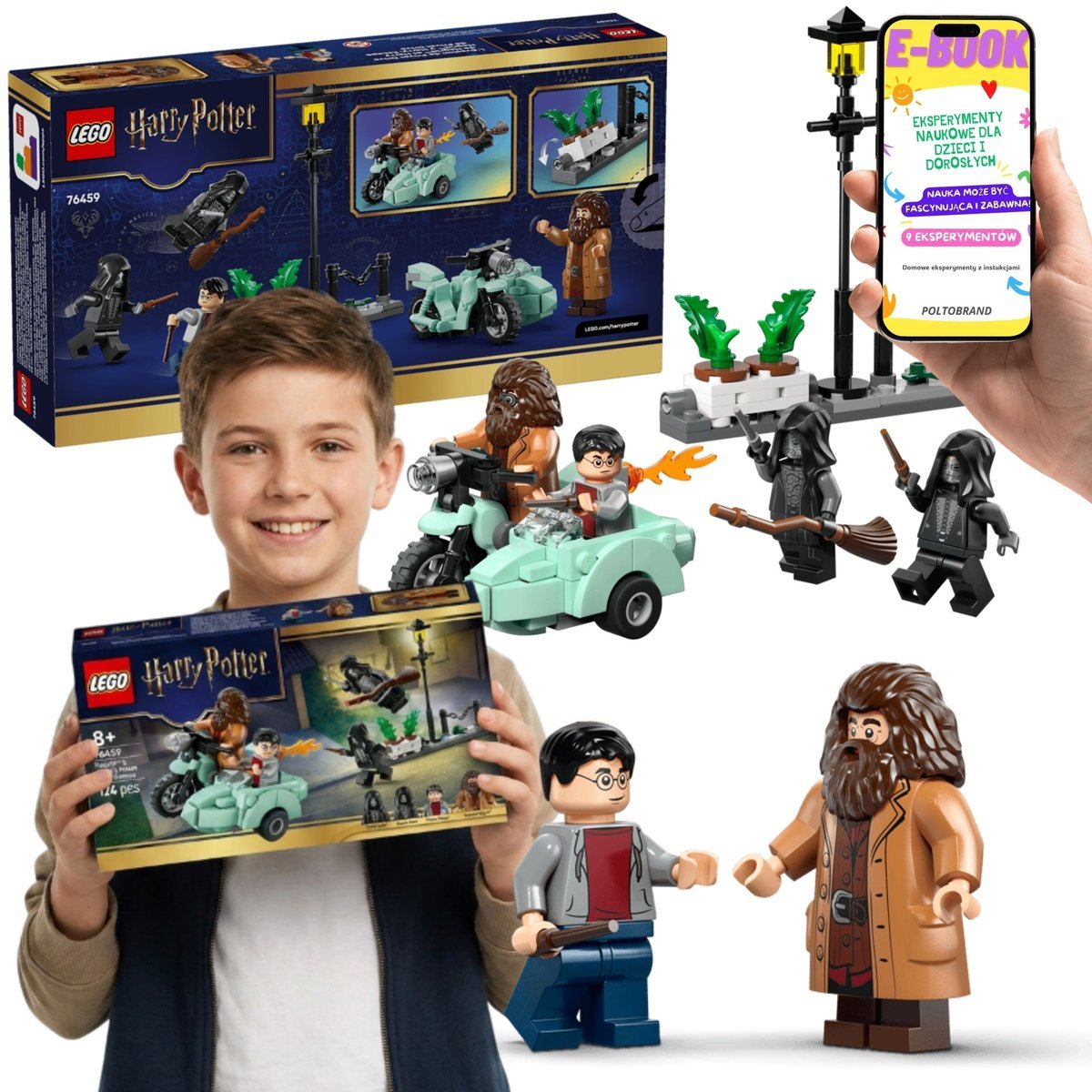 LEGO Harry Potter 76459 Ucieczka Hagrida i Harryego z Privet Drive Motocykl Hagrida Prezent + E-BOOK