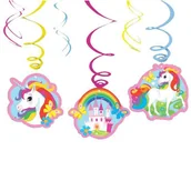 Urodziny dziecka - Świderki wiszące, Jednorożec, niebiesko-różowe, 6 sztuk - miniaturka - grafika 1