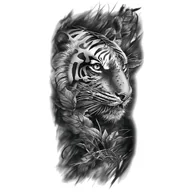 Zabawki kreatywne - TATUAŻ TYGRYS OTOCZONY LIŚĆMI ZMYWALNY TYMCZASOWY WODNY - miniaturka - grafika 1