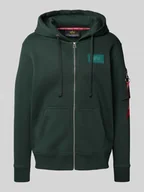 Bluzy męskie - Bluza rozpinana z naszywką z logo i kieszenią kangurką - miniaturka - grafika 1