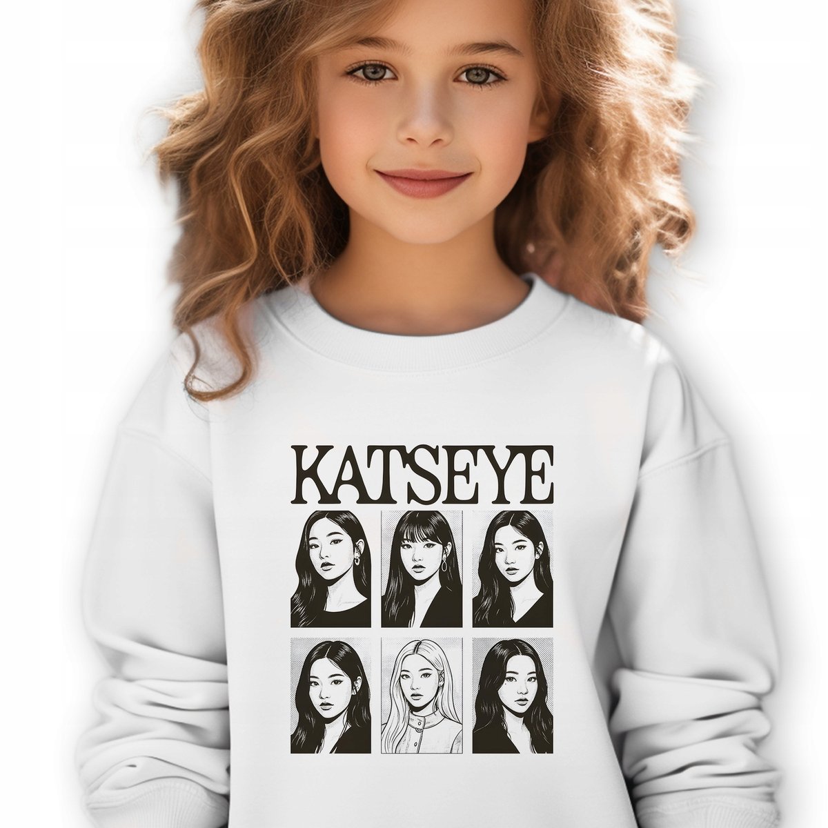 Bluza Dziecięca Biała KATSEYE BEAUTIFUL CHAOS K-pop Na Prezent - 104 cm Wz