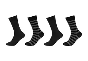 Camano Męskie skarpety Online Men ca-Soft Stripes 4-pak skarpet, czarne, 43/46, czarny, 43 EU - Skarpetki męskie - miniaturka - grafika 1
