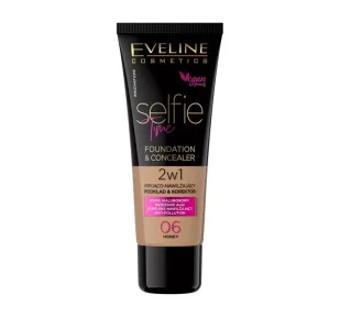 Eveline Selfie Time Foundation & Concealer 06 Honey 30ml - Podkłady do twarzy - miniaturka - grafika 2