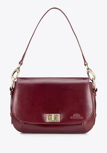 Damska listonoszka ze skóry naturalnej z klapą na klamrę bordowa - Torebki damskie Damska listonoszka ze skóry naturalnej z klapą na klamrę bordowa - Torebki damskie - miniaturka - grafika 1