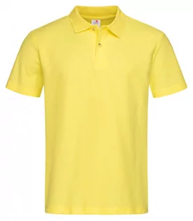Koszulki męskie - Żółta Bawełniana Koszulka POLO -STEDMAN- Męska, Krótki Rękaw, z Kołnierzykiem, Kanarkowa - Stedman - grafika 1