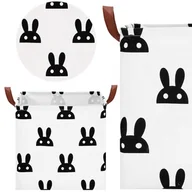 Kosze na bieliznę - Kosz do przechowywania zabawek i ubrań pojemnik z uszami biało-czarny króliki - miniaturka - grafika 1