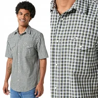 Koszule męskie - Wrangler SS WESTERN SHIRT Green BAWEŁNIANA KOSZULA W KRATĘ KRÓTKI RĘKAW M - miniaturka - grafika 1