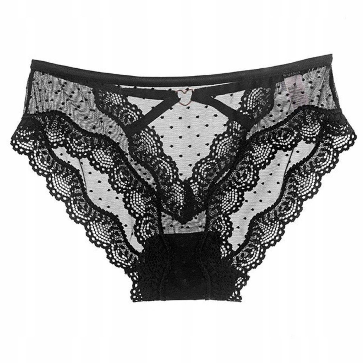 Figi damskie paseczki majtki z koronką - M