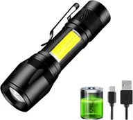 Latarki - Mini latarka LED z ładowaniem USB - czarna KP25693 - miniaturka - grafika 1