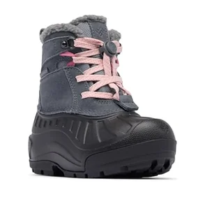 Columbia Młodzieżowe buty dziecięce Powderbug Alpine wodoodporne, śniegowce, grafitowe, różowa mgiełka, 10, Grafitowa różowa mgiełka, 10 UK Child - Buty dla dziewczynek - miniaturka - grafika 1