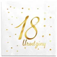 Dekoracje i nakrycia stołu na imprezę - Serwetki osiemnastka białe 18 Urodziny 12 szt. - miniaturka - grafika 1