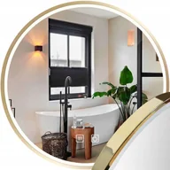 Lustra - Lustro Łazienkowe Złota Rama Podświetlenie Led Okrągłe 50cm - miniaturka - grafika 1