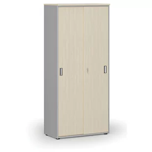 Szafa z drzwiami przesuwnymi PRIMO GRAY, 1781 x 800 x 420 mm, szary/wiśnia - Szafy biurowe - miniaturka - grafika 4