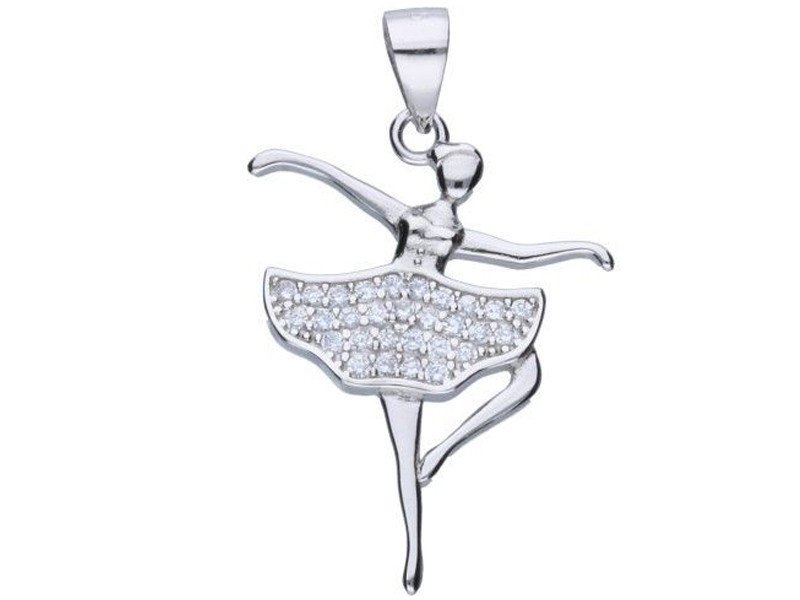Srebrna przywieszka 925 tancerka z cyrkoniami