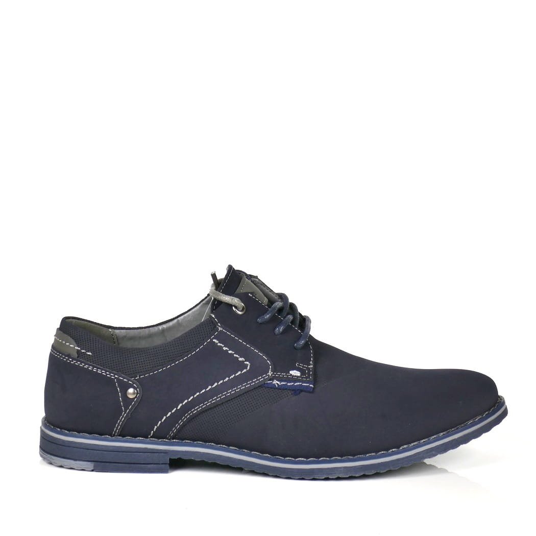 PÓŁBUTY MĘSKIE SZNUROWANE CASUAL HAVER AB65A-11 NAVY/GREY GRANATOWE, 43, 29,2cm