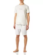 Koszulki męskie - Calvin Klein Męska piżama z krótkim zestawem S/S (2 sztuki), Svr Brzoza Top, Svr Birch_chmbry Btm, M - miniaturka - grafika 1