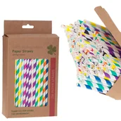 Słomki do napojów - SŁOMKI PAPIEROWE 200SZT KOLOROWE EKO 20CM 5MM RURKI - miniaturka - grafika 1