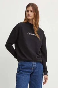 Calvin Klein bluza bawełniana damska kolor czarny z nadrukiem - Bluzy damskie - miniaturka - grafika 1