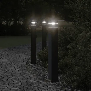 The Living Store Zewnętrzne lampy stojące - z gniazdkami - 3 szt. - czarne - 80 cm - Lampa Ogrodowa - Lampy ogrodowe - miniaturka - grafika 1