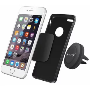 Techly Uchwyt samochodowy magnetyczny na telefon, kratki, czarny 022298 - Selfie stick - miniaturka - grafika 1