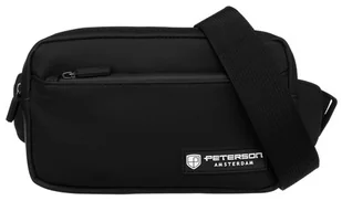 Materiałowa Saszetka Na Pas Peterson Biodrówka EB303 CZARNA  24 x 13,5 x 4 [cm] - Torby męskie - miniaturka - grafika 1
