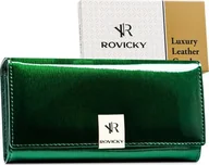 Portfele - Rovicky Pojemny portfel damski z lakierowanej skóry naturalnej Rovicky NoSize - miniaturka - grafika 1