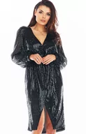 Sukienki - Sukienka midi cekinowa w kolorze czarnym A399, Kolor czarny, Rozmiar S, Awama - Primodo.com - miniaturka - grafika 1