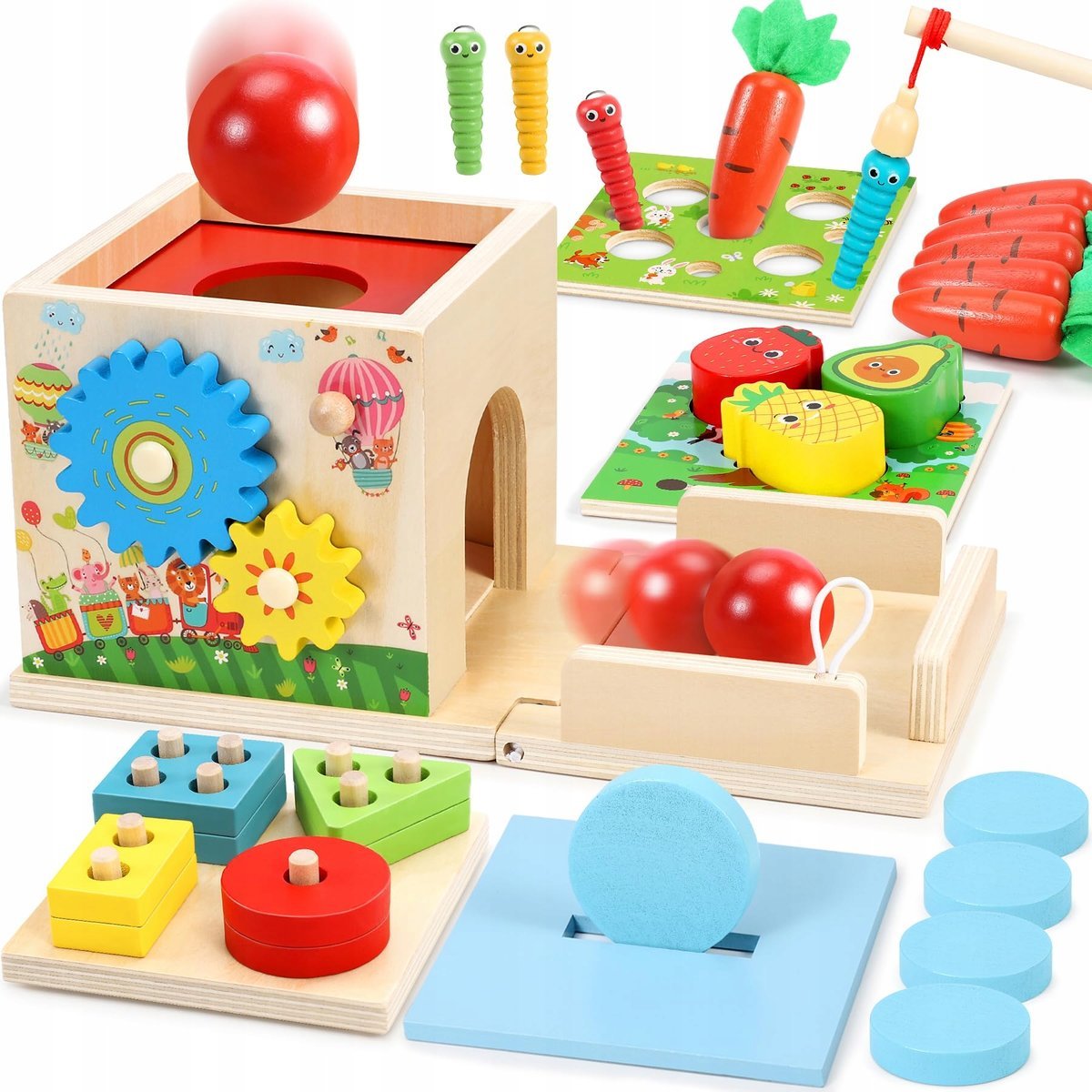 COOLJOY Drewniane Zabawki Montessori Edukacyjne Dla Dzieci Od 1 Roku