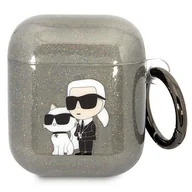 Akcesoria do słuchawek - Karl Lagerfeld KLA2HNKCTGK Airpods 1/2 cover czarny/black Gliter Karl&Choupette - miniaturka - grafika 1