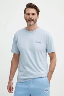 Koszulki męskie - Pepe Jeans t-shirt bawełniany SINGLE CLIFORD męski kolor niebieski z nadrukiem PM509367 - grafika 1