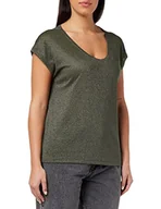 Bluzki damskie - Only Kobiety V Neck Lurex Top Noos Bluzka, Zielony, M - miniaturka - grafika 1
