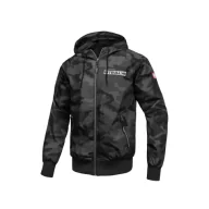 Kurtki i kamizelki sportowe męskie - Pit Bull Kurtka Wiosenna Z Kapturem Athletic Logo All Black Camo - miniaturka - grafika 1