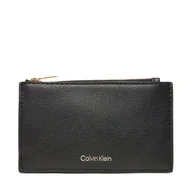 Portfele - Duży Portfel Damski Calvin Klein Foil Logo Top Zip Cardcase LV04F1090G Czarny - miniaturka - grafika 1