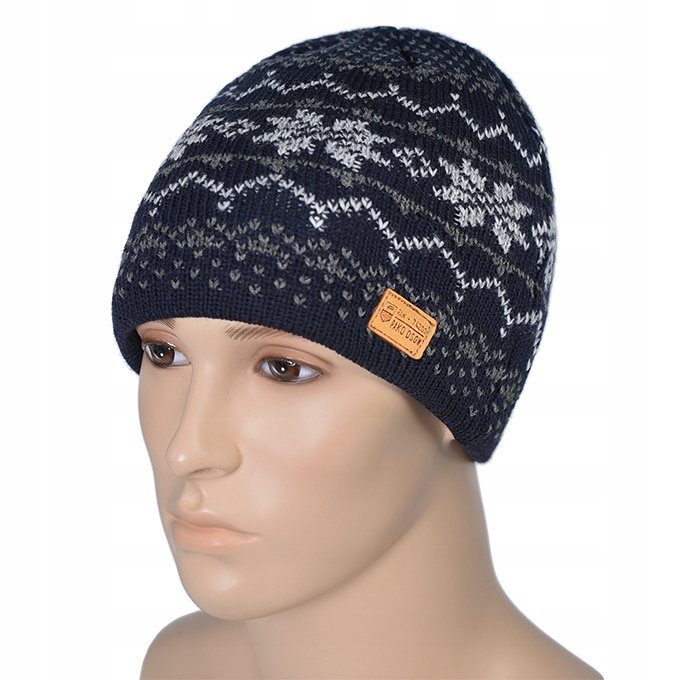 Czapka męska zimowa na mrozy norweska granatowa produkt polski