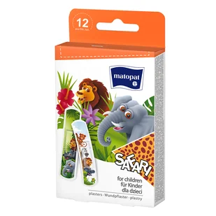 Matopat, zestaw plastrów z opatrunkiem dla dzieci, safari, 12 sztuk - Apteczki i materiały opatrunkowe - miniaturka - grafika 1