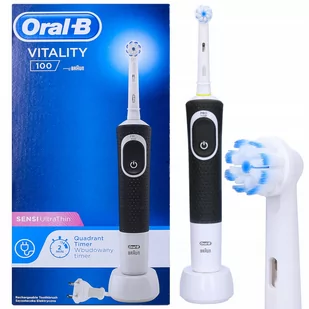 Braun Oral-B szczoteczka elektryczna Vitality D100 SENSI UltraThin - black (czarna) - D100.413.1 /OUTLET/  - uszkodzone/wgniecione opakowanie zewnętrzne (pudełko) - AGD OUTLET - miniaturka - grafika 2