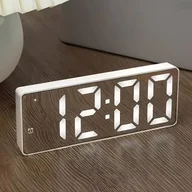 Zegary - TEMU Nowoczesny Cyfrowy Budzik z Wyświetlaczem Daty i Temperatury - Regulowana Jasność, Tryb Nocy, Zasilanie przez USB/Baterię (Biały/Czarny) - - miniaturka - grafika 1